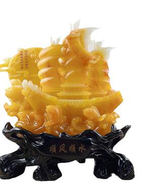家居摆件树脂一帆风顺顺风顺水龙船摆件创意客厅摆件装饰品