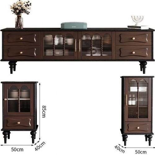 法式古实木电BMJ视柜黑色美式小户型客家厅用收纳储古物柜中风家 - 图3