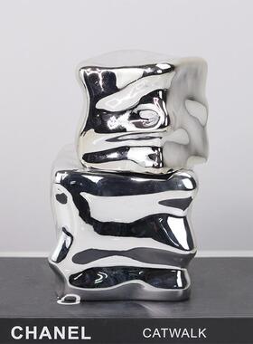 现代简约异形镇纸抽象树脂冰块摆件样板房室内软装立方体装饰品