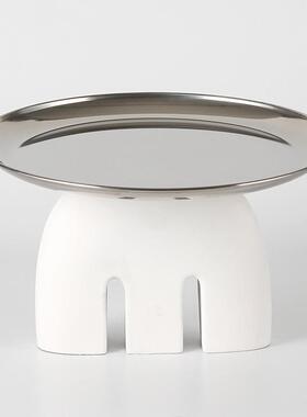 北欧抽象M形拱门果盘摆件样板间民宿客厅创意装饰零食干果点心盘