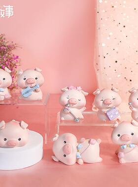 仿真卡通小动物可爱蜜桃猪摆件办公室桌面树脂工艺品创意礼物公仔