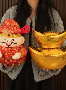 金元宝摆件招财风水家居道具新年装饰品糖果塑料盒空心仿真大元宝