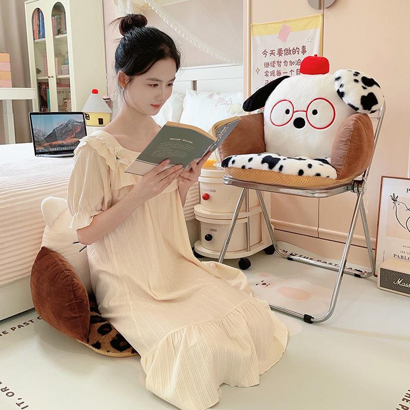 Big-eared dog leopard print seat cushion, backrest, integrated chair cushion, office cushion, dormitory seat butt cushion, bay window pouf