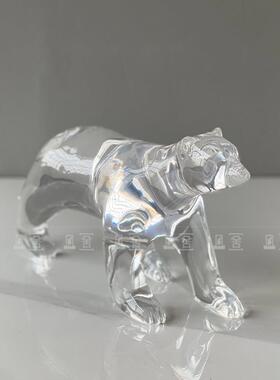 现代轻奢透明北极熊豹子创意动物摆件儿童房客厅电视柜装饰工艺品