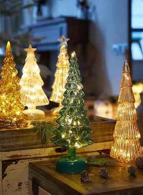 厂货直销圣诞节工艺品圣诞树玻璃摆件气氛装饰