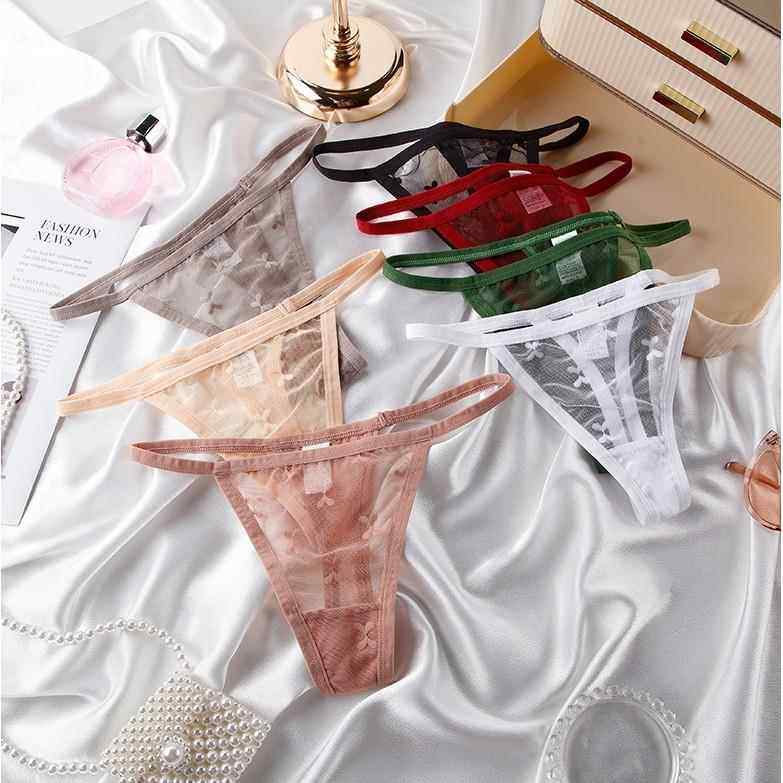 Women Mesh Thong Floral G-string Panties Ladies Sexy T-Back - 图1