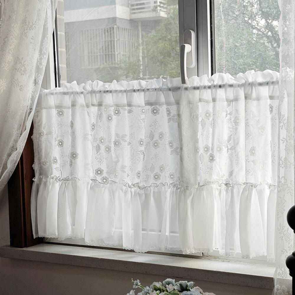 法式立体刺绣门帘半帘窗帘短款帘美式隔断帘遮挡帘柜帘,淘宝优惠券,粉丝福利购,淘宝优惠卷