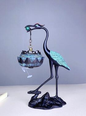 合金仿古仙鹤香炉家用室内香薰炉家居摆饰创意莲花烤鸭炉环香倒流