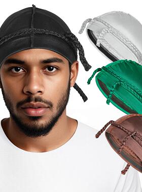 Vintage Twist Turban Head Wraps for Men Stretch Satin Turban