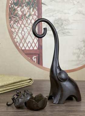 仿古做旧大象香炉吊炉创意檀香炉家用摆件室内莲花薰炉桌面道具