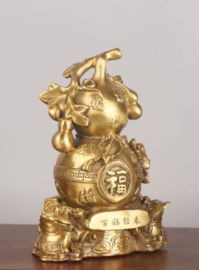 杨铜记 家居办公室铜工艺品摆件 铜金蟾葫芦 百福聚来葫芦