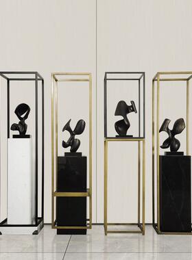 落地大石理展雕塑TZ-106底座酒店场办公楼走道摆件橱窗带灯台石墩