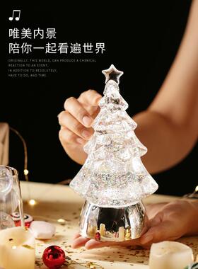 雪花水晶球音乐盒下的圣诞礼物为儿童女孩女孩音乐盒圣诞树灯装饰