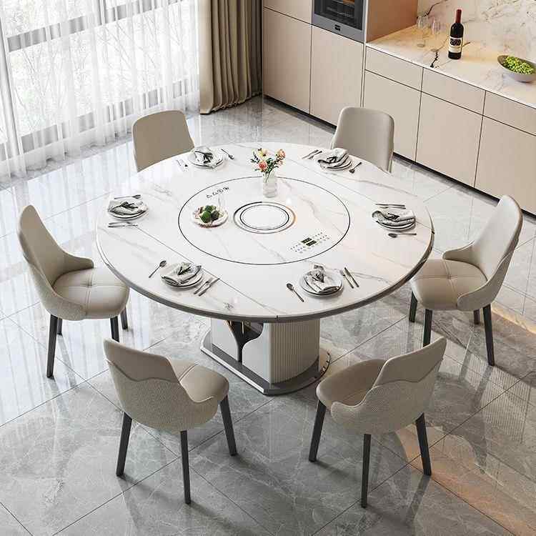 岩板餐桌带暖菜板电动转盘电磁炉多功能伸缩可变圆桌智能语音控制,淘宝优惠券,粉丝福利购,淘宝优惠卷