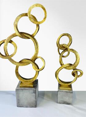 现代简约几何抽象圆环摆件家居饰品线条创意办公桌面客厅装饰摆设