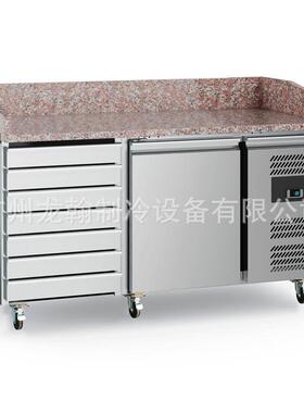 新款商用不锈钢冷藏柜披萨台工作台操作台保鲜柜西餐厅大理石台面