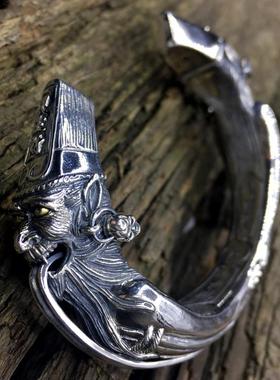 高档款霸气黑白无常口手镯S开925男纯银七爷一见生财平八爷天下太