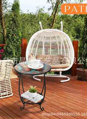 欧式创置意小鸟蝴蝶圆形物架艺室花1架内外阳台花铁园花盆架小桌