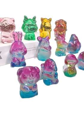 生日渐变色招财卡通礼品品动物小礼水晶开业摆件吉祥新品十二生肖