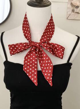 Retro Polka Dot Skinny Scarf for Women(1 Pack) 1.97
