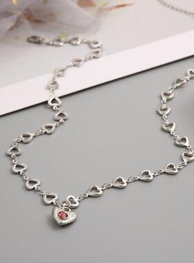 Love necklace collarbone chain girl爱心镶钻项炼精美锁骨炼女