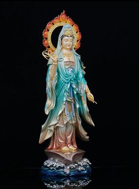 观音菩萨佛像南海观世音菩萨站像观音娘娘铜像佛堂家用供奉摆件