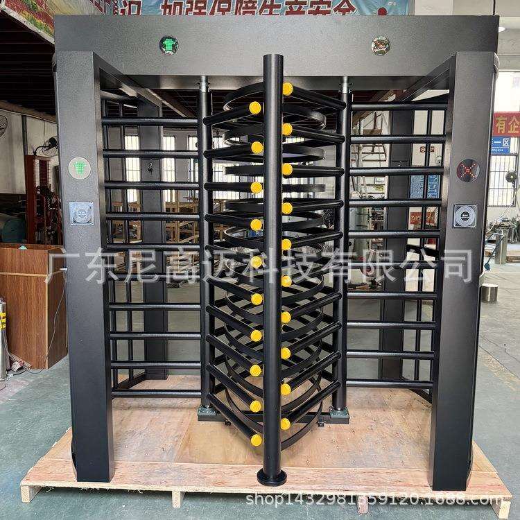 Fingerprint recognition full-height turnstile factory access control attendance stainless steel fence rotating channel 90-degree cross gate