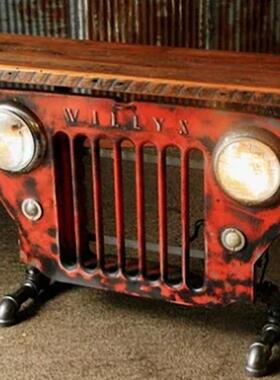 跨境新款车灯摆件 树脂装饰品仿真车模仿生锈做旧 庭院美式装修