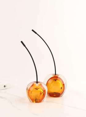 欧式创意琉璃小樱桃水果桌面摆件客厅卧室玄关电视柜软装家居饰品