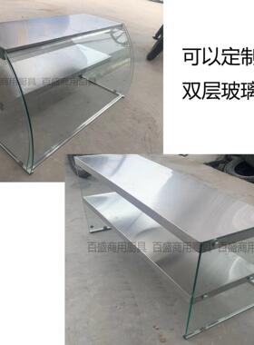 钢化玻璃罩商用保温台快餐台售饭台蒸菜台罩高端可定制圆弧玻璃罩