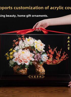 东方泥土可定制中式手工百花争艳摆件客厅玄关酒店高档会所装饰品