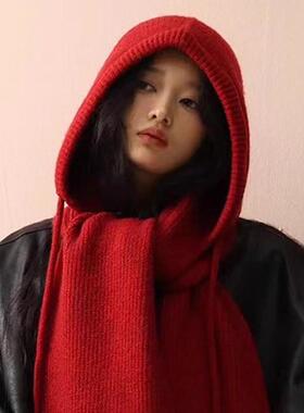 韩版巴拉克拉法帽子女复古百搭连帽围巾一体2026秋季新款加厚保暖