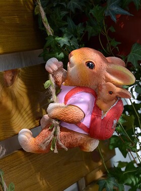 新款直销幼儿园装饰挂件户外攀爬树动物摆件兔子露台花园阳台布置