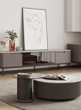 岩板茶几电视柜简约现代岩板电视柜设计师小户型轻奢家用