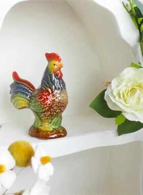 鸡型饰物2024龙年的小吉祥物创意陶瓷公鸡母鸡家居客厅玄关办公室