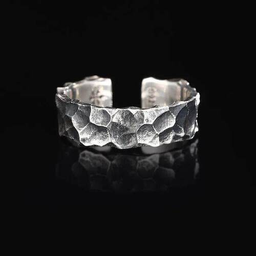925 Sterling Silver Stone Grain Men Woman Adjustable Rings L - 图2