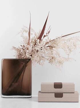 现代简约大口径琉璃花器咖色水培花瓶客厅卧室插花装饰品摆件