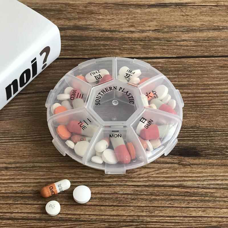早随晚14分格一周7天随身标签塑身旅便携行分装老人小药盒料防灰