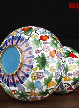 10寸景泰蓝铜葫芦中国风中式书房家居客厅办公室装饰摆件祝寿礼品