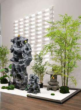 新中式仿真太湖墅石厅内关落客地摆件别庭院茶玄室假FF1066山石造