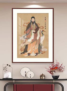 赵公明财神爷挂画玄关画五路财神装饰画关羽画像佛龛供桌背景墙挂