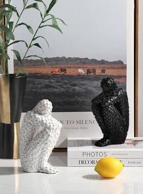 简约现代马赛克物白抽518692象人摆件客厅色样板书房书房电视柜红