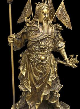 纯铜关公铜像摆件武财神九龙关公像镇宅招财家居客厅店铺供奉神像