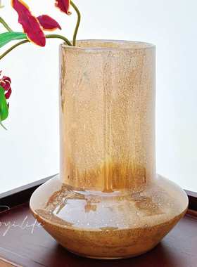 插花养摆件家居琉璃水装饰品焦糖宿民中古渐变花瓶软手工高级色感