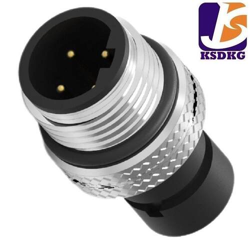 M12航空插头连接器 注塑式4PIN镀金  车载插头插座连接器 - 图0
