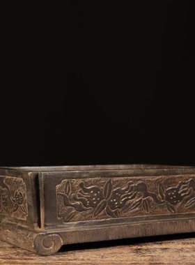 仿古石雕天然青石多子多福石盆复古民俗花盆中式茶席会所装饰摆件