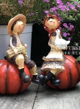 美ltao1024式乡村男孩女孩精灵花园装饰品庭院家居景农场小摆件花