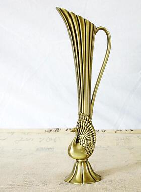 孔雀天鹅花瓶金属制作工艺家居装饰电镀青铜网红背景饰品