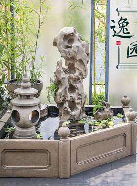 创意假山流水喷泉水幕瀑布墙鱼池庭院造景园林花园装饰品落地摆件