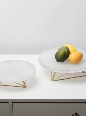 轻奢极简创意几何金属树脂果盘摆件客厅客厅桌面零食收纳家居饰品